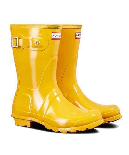 Hunter Women's Original Short Gloss Rain Boots - Yellow (WFS1000RGL)