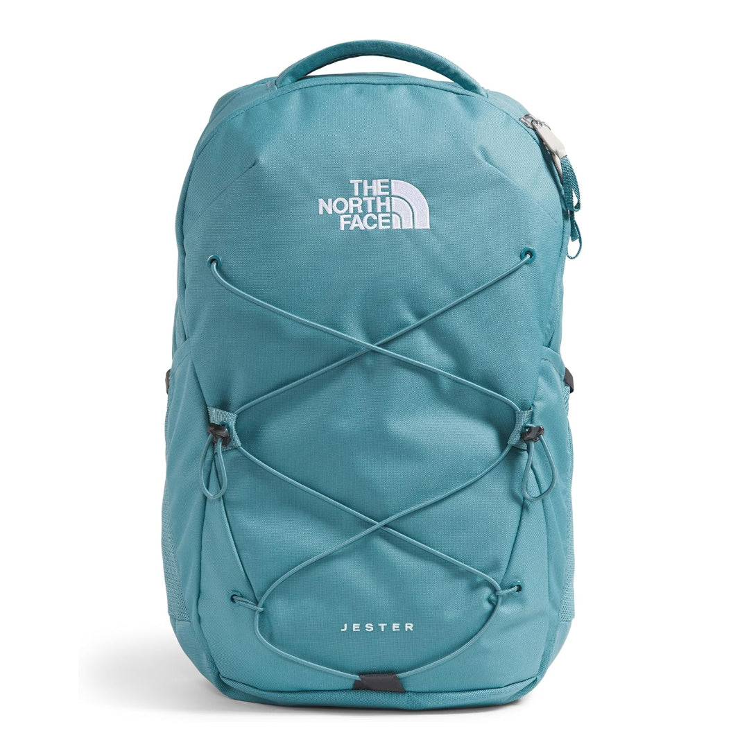 The North Face Jester Backpack featuring a spacious design with multiple compartments and adjustable shoulder straps.