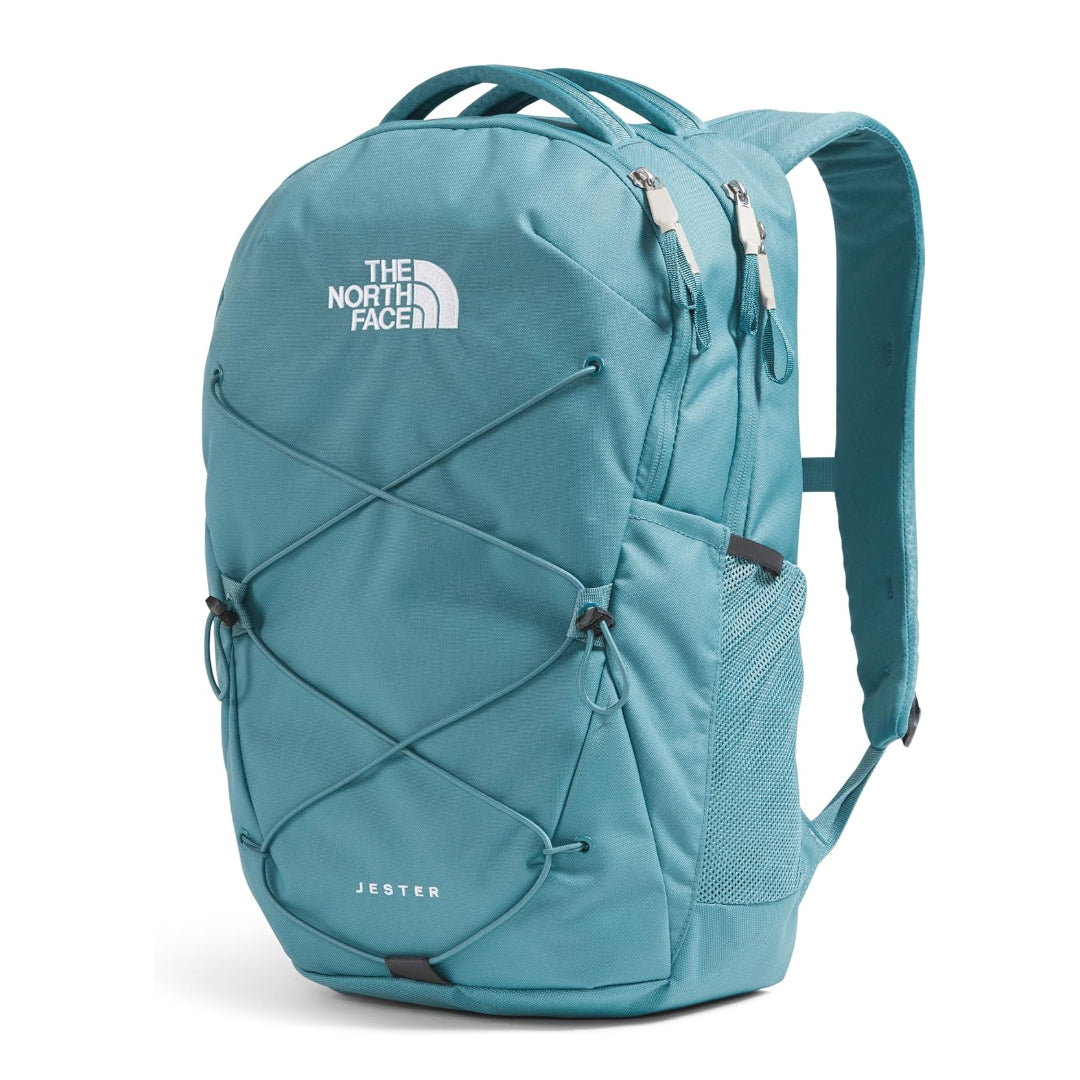 The North Face Jester Backpack featuring a spacious design with multiple compartments and adjustable shoulder straps.