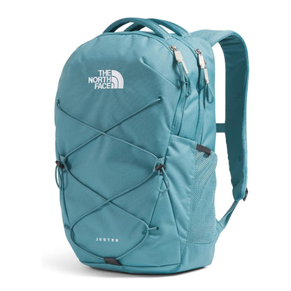 The North Face Jester Backpack featuring a spacious design with multiple compartments and adjustable shoulder straps.