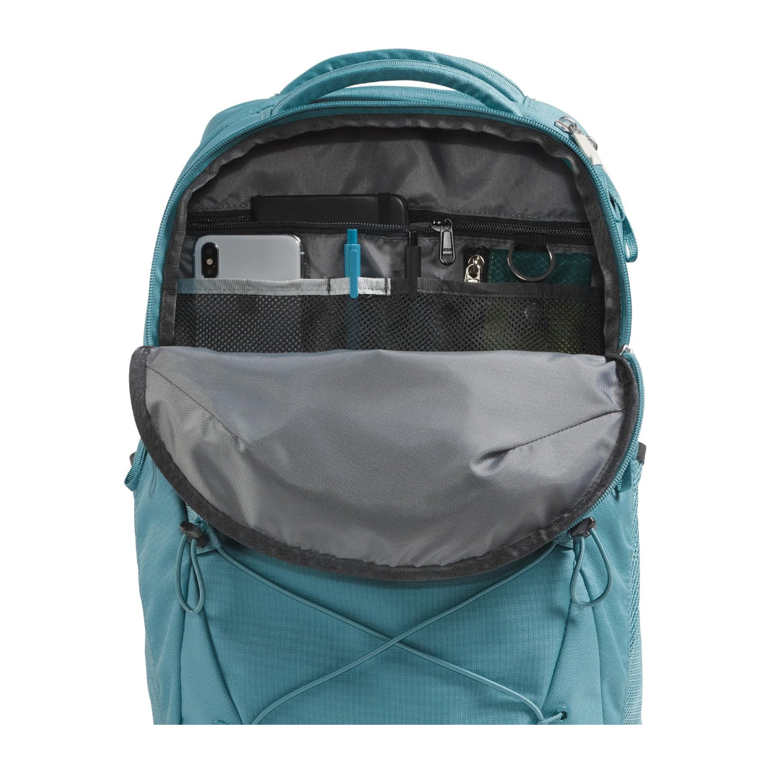 The North Face Jester Backpack featuring a spacious design with multiple compartments and adjustable shoulder straps.