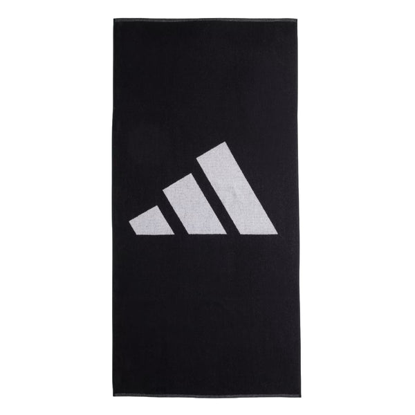 Large adidas Towel in blue with logo detail.