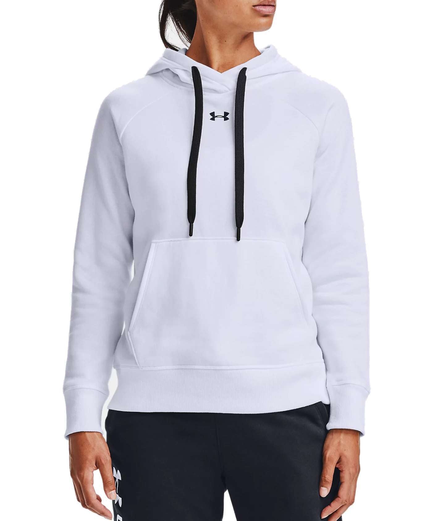 Under Armour Women's UA Rival Fleece HB Hoodie 1356317-100 White / Black
