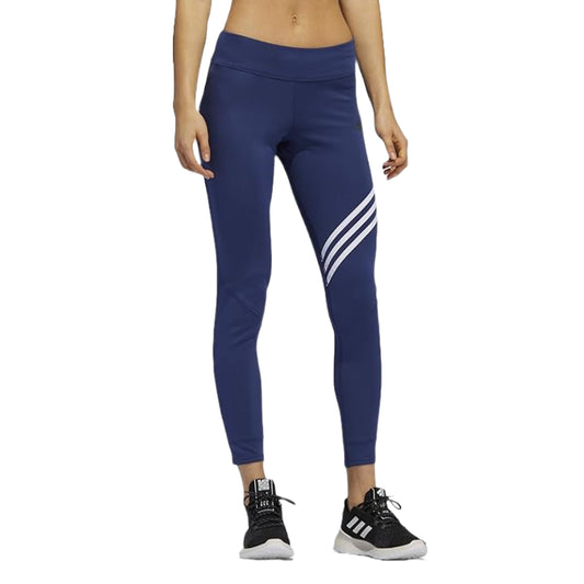 adidas Women's Run It 3-Stripes 7/8 Tight in action.