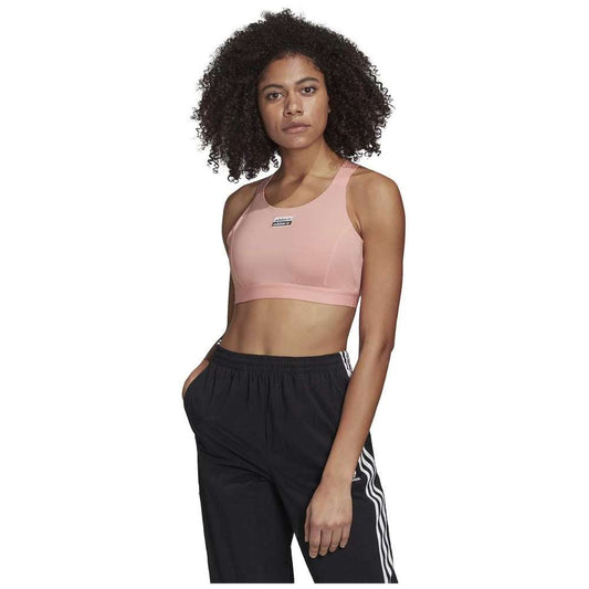 Adidas Originals Women's Bra Top - A trace pink, stylish and comfortable sports bra with the Adidas Originals logo, designed for active women