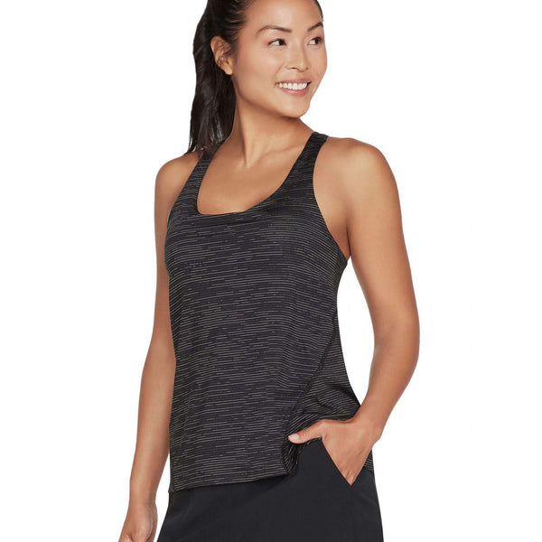Skechers WOMEN'S Apparel Motion Stripe Shelf Bra Tank W1TT136 Blk