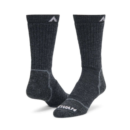 Wigwam Men’s Snow Sirocco knee-high ski socks featuring merino wool-blend construction, lightweight cushioning, and performance winter styling for skiing and snowboarding.