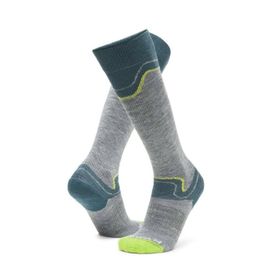 WIGWAM Snow Junkie lightweight over-the-calf socks featuring merino wool-blend construction, cushioned ski comfort, and performance winter styling for skiing and snowboarding