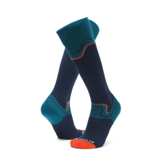 WIGWAM Snow Junkie lightweight over-the-calf socks featuring merino wool-blend construction, cushioned ski comfort, and performance winter styling for skiing and snowboarding