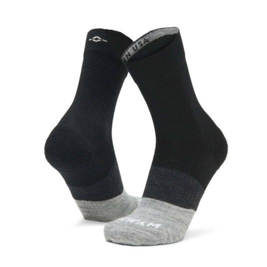 WIGWAM Trail Junkie lightweight mid crew socks featuring breathable merino wool-blend construction, cushioned trail-running comfort, and rugged outdoor performance styling for hiking and running