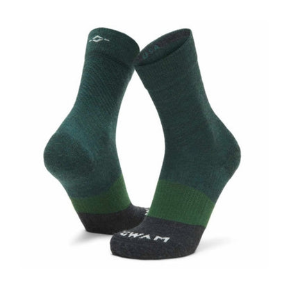 WIGWAM Trail Junkie lightweight mid crew socks featuring breathable merino wool-blend construction, cushioned trail-running comfort, and rugged outdoor performance styling for hiking and running