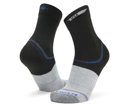 WIGWAM Surpass lightweight mid crew socks featuring breathable performance knit construction, cushioned athletic comfort, and moisture-wicking support for running and training