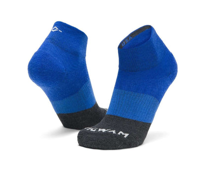 WIGWAM Trail Junkie lightweight quarter socks featuring breathable merino wool-blend construction, cushioned trail-running comfort, and low-profile outdoor performance styling 