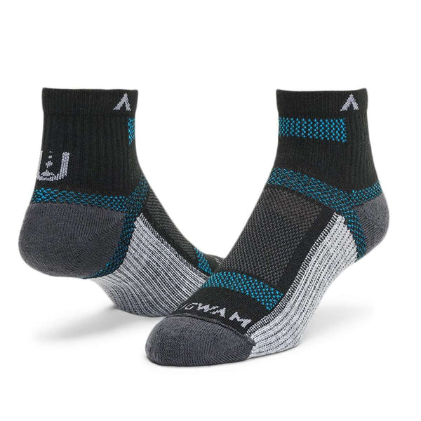 WIGWAM Ultra Cool-Lite quarter socks featuring lightweight breathable knit construction, moisture-control technology, cushioned athletic comfort, and quarter-height performance styling