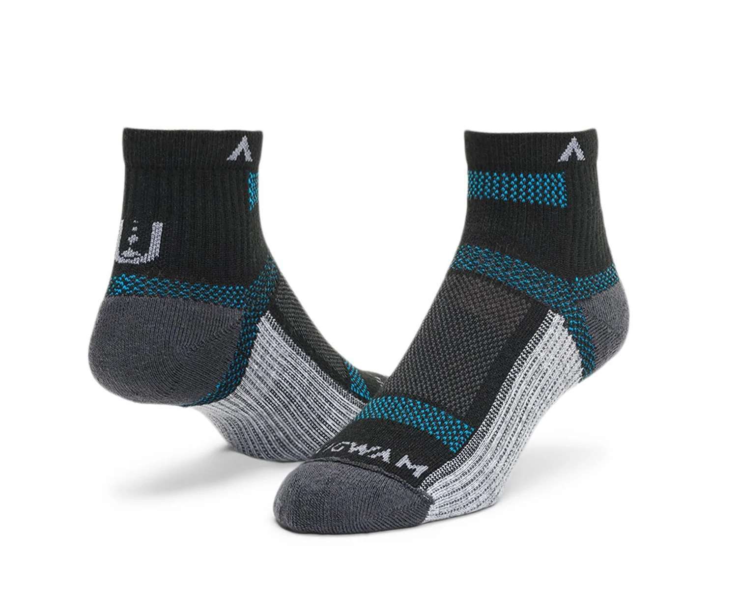 WIGWAM Ultra Cool-Lite quarter socks featuring lightweight breathable knit construction, moisture-control technology, cushioned athletic comfort, and quarter-height performance styling