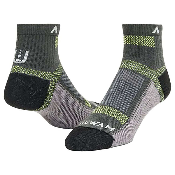 WIGWAM Ultra Cool-Lite quarter socks featuring lightweight breathable knit construction, moisture-control technology, cushioned athletic comfort, and quarter-height performance styling