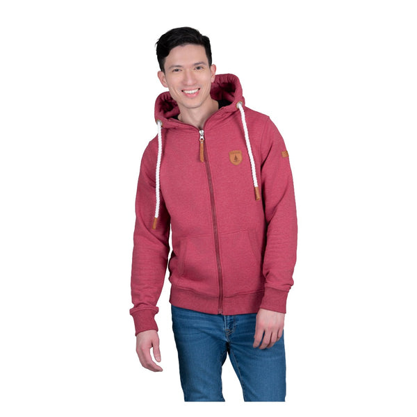 Men wearing Wanakome Zeus zip hoodie with cowl neck, rope drawstrings, and full-zip front, featuring soft fleece fabric and casual everyday styling