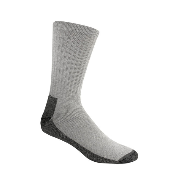 Wigwam At Work crew socks in a 3-pack, featuring cushioned cotton-blend construction, reinforced heel and toe, and durable crew-length design for work or everyday wear