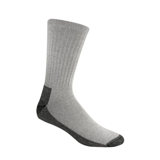 Wigwam At Work crew socks in a 3-pack, featuring cushioned cotton-blend construction, reinforced heel and toe, and durable crew-length design for work or everyday wear