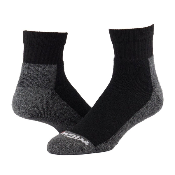 Wigwam At Work quarter crew socks in a 3-pack, featuring cushioned soles, reinforced knit construction, and durable quarter-length design for work or everyday wear