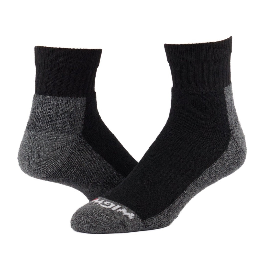 Wigwam At Work quarter crew socks in a 3-pack, featuring cushioned soles, reinforced knit construction, and durable quarter-length design for work or everyday wear