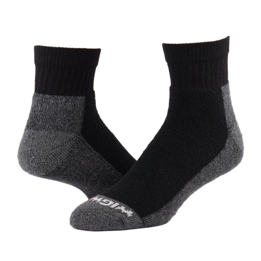 Wigwam At Work quarter crew socks in a 3-pack, featuring cushioned soles, reinforced knit construction, and durable quarter-length design for work or everyday wear