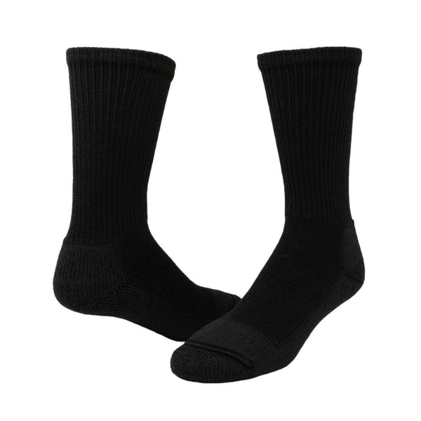 Wigwam At Work Steel Toe crew socks with heavyweight cushioned construction, reinforced heel and toe, and durable knit design made for steel-toe work boots
