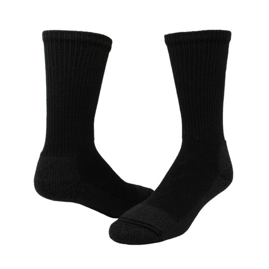 Wigwam At Work Steel Toe crew socks with heavyweight cushioned construction, reinforced heel and toe, and durable knit design made for steel-toe work boots