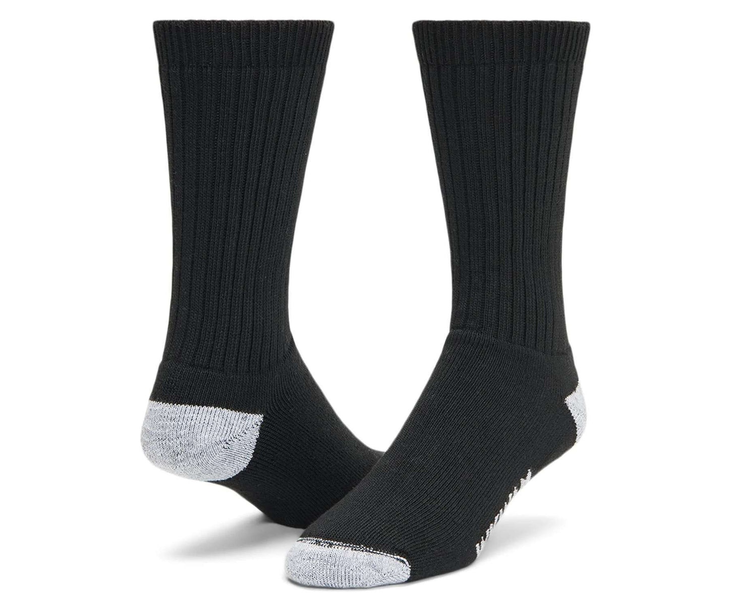 Wigwam Diabetic Sport crew socks featuring non-binding ribbed cuffs, cushioned foot support, and breathable moisture-wicking knit construction for sensitive feet and everyday comfort