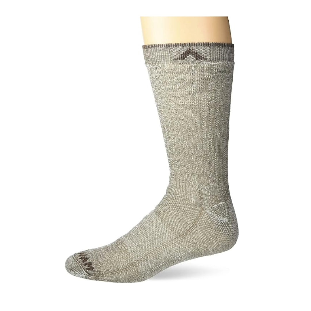 Wigwam Merino Comfort Hiker crew socks featuring midweight merino wool-blend construction, full cushioning, seamless toe comfort, and rugged hiking-ready styling for outdoor adventures