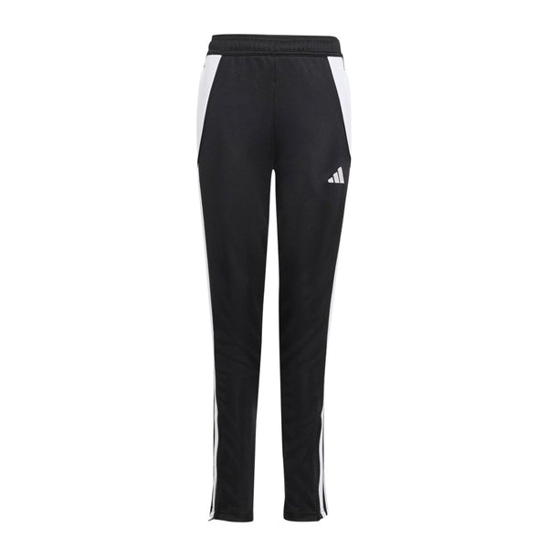 adidas Girls Tiro 24 Training Pants featuring slim tapered fit, elastic drawstring waistband, ankle zips, and signature 3-Stripes design for athletic wear.