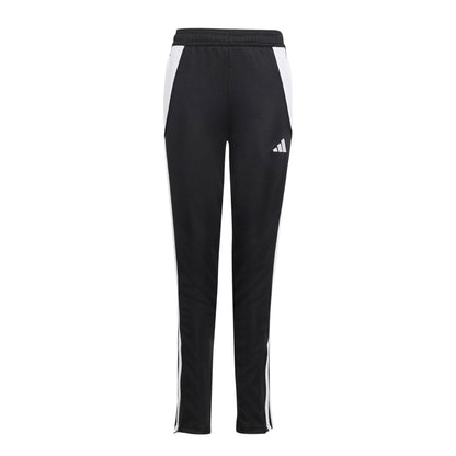 adidas Girls Tiro 24 Training Pants featuring slim tapered fit, elastic drawstring waistband, ankle zips, and signature 3-Stripes design for athletic wear.