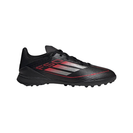 adidas Kids' F50 League Turf Sneakers in a vibrant colorway, featuring a synthetic upper and turf-optimized rubber outsole designed for fast play on artificial surfaces.