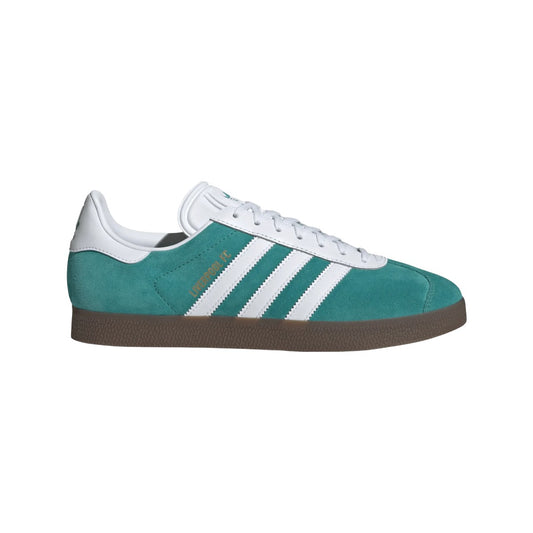 adidas Men's Gazelle Sneaker in navy blue suede with white 3-Stripes and low-profile rubber sole.