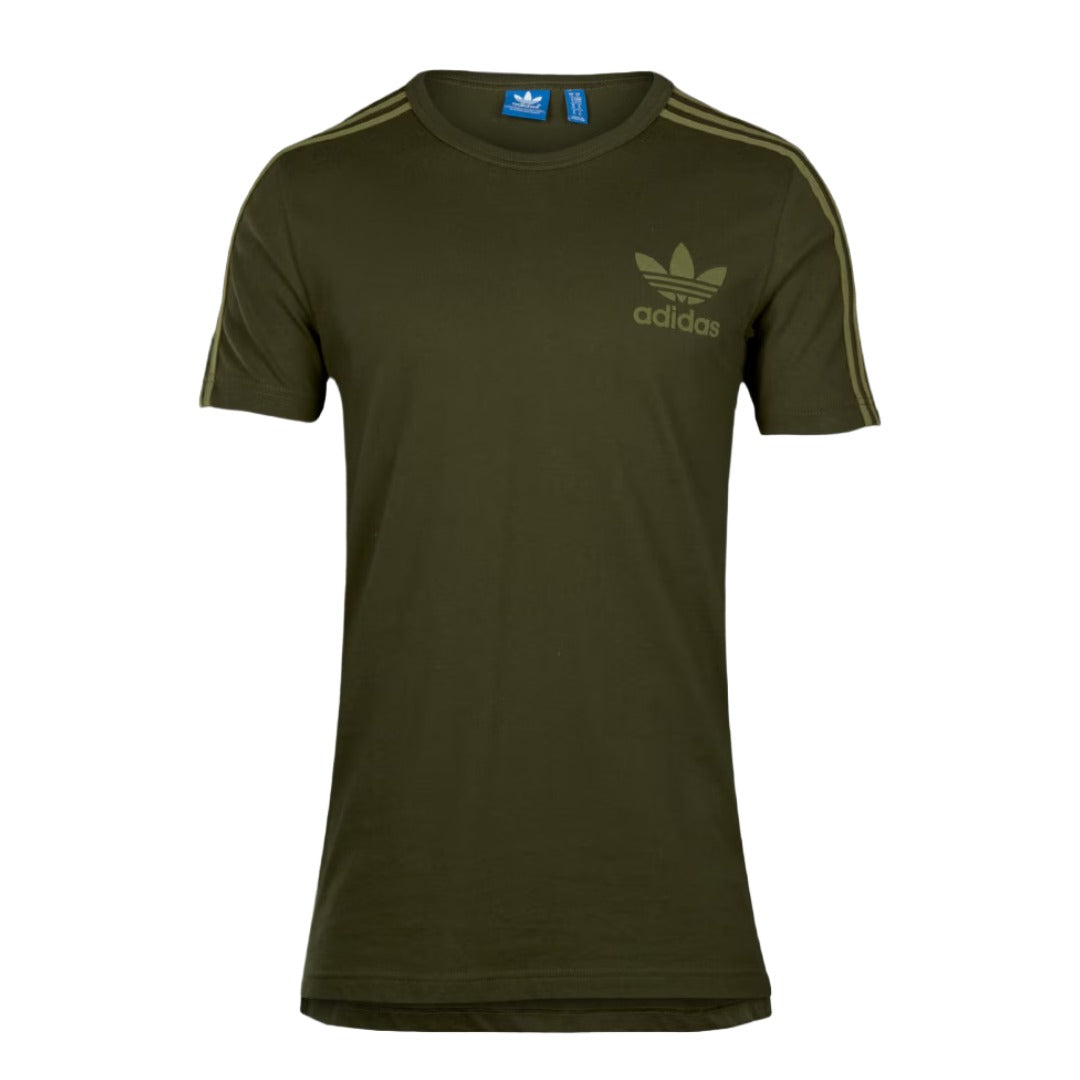 adidas Men’s Adicolor Fashion Tee in white featuring bold adidas graphic and classic crewneck design.