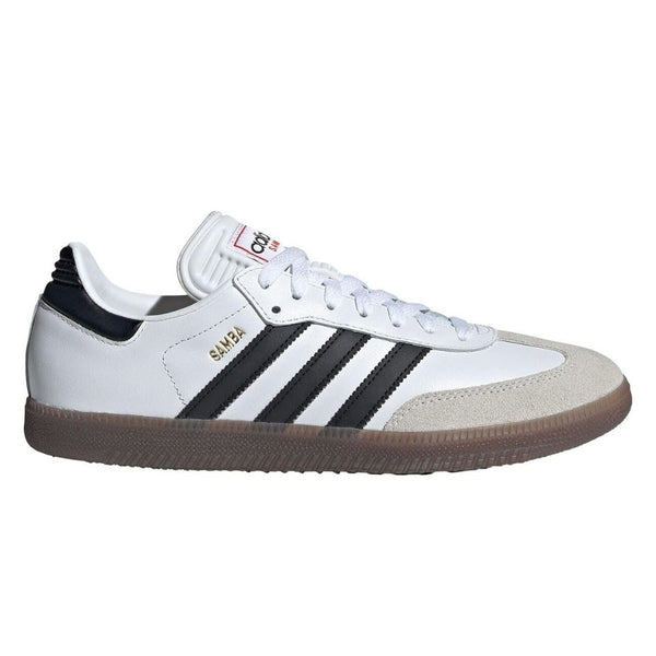 adidas Unisex Adult Samba Shoes featuring leather upper, suede overlays, gum rubber outsole, lace-up closure, and signature 3-Stripes design.