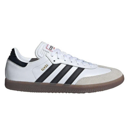 adidas Unisex Adult Samba Shoes featuring leather upper, suede overlays, gum rubber outsole, lace-up closure, and signature 3-Stripes design.