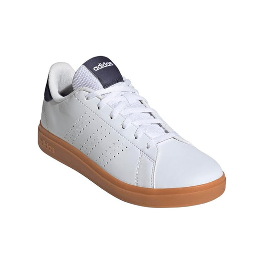 adidas Unisex-Child Advantage Base 2.0 Sneaker in white with perforated 3-Stripes and hook-and-loop strap.









