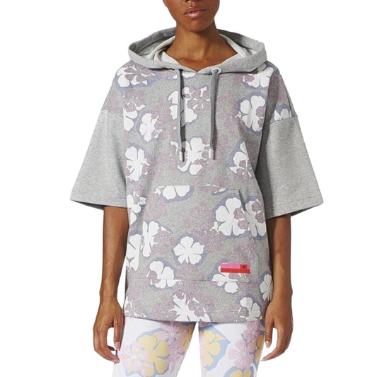 adidas Women’s Stella McCartney Hoodie in soft beige with adjustable hood and adidas x Stella McCartney logo detailing.