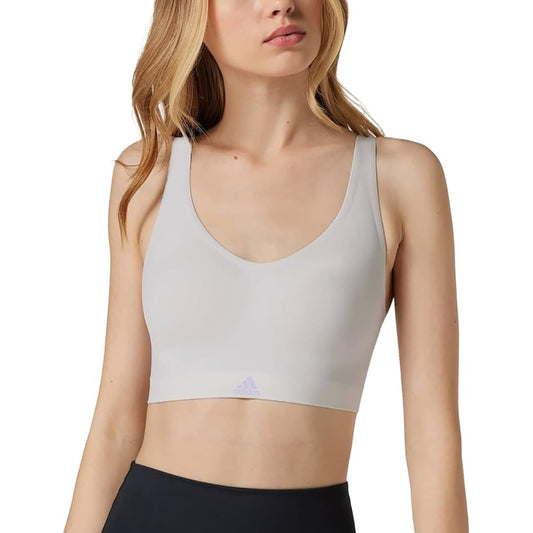 adidas Women’s Naked Seamless 2 Ply Bra in sleek black with racerback design and minimal branding.