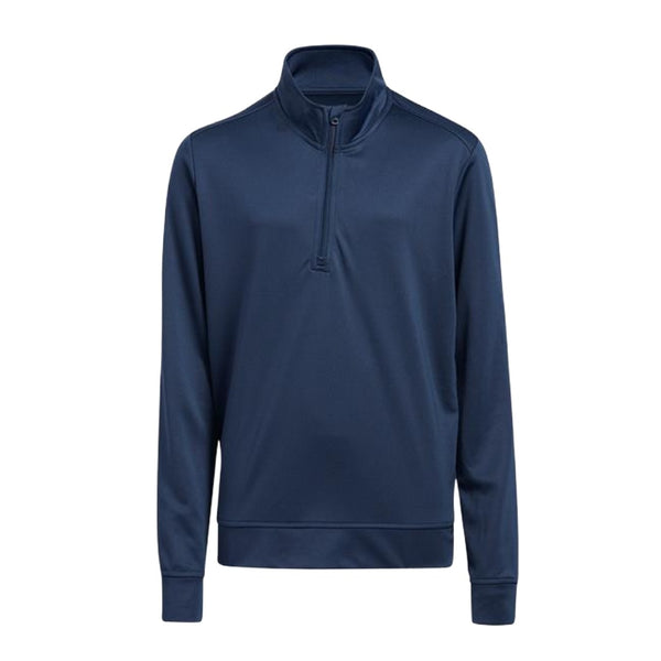 adidas Junior Boys ¼ Zip Solid Heather Pullover Crew - Navy