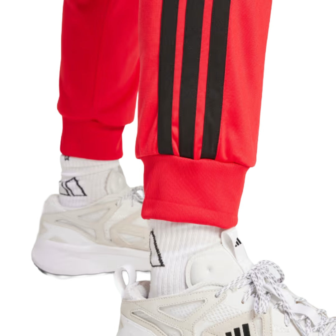 adidas Men's 3-Stripes Tricot Regular Tapered Track Pants - Pure Ruby