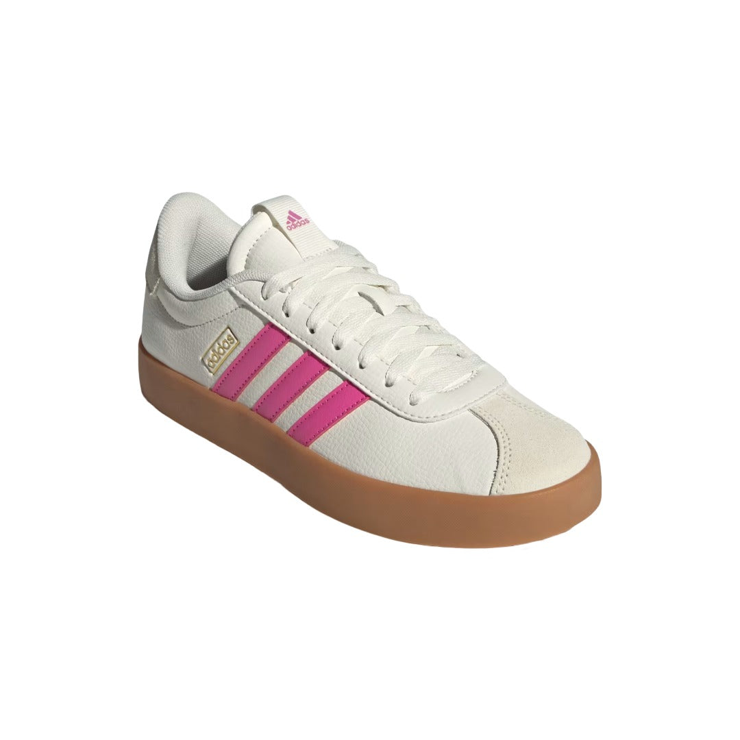adidas Women's VL Court 3.0 Shoes - Core White / Pulse Magenta / Gold Metallic