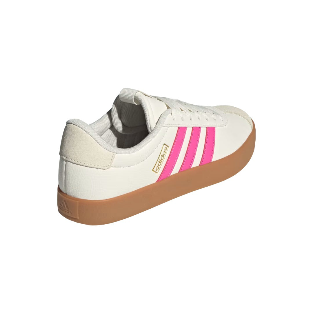 adidas Women's VL Court 3.0 Shoes - Core White / Pulse Magenta / Gold Metallic
