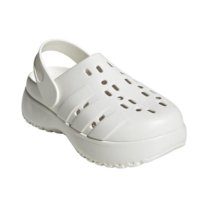 adidas WOMEN'S ADILETTE CLOG PLATFORM SLIDE SANDALS - White