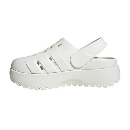 adidas WOMEN'S ADILETTE CLOG PLATFORM SLIDE SANDALS - White