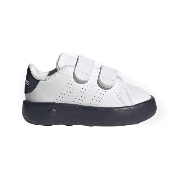 adidas Unisex‑Child Advantage Shoes in white with perforated 3‑Stripes, elastic laces, and hook‑and‑loop strap on a durable rubber sole.









