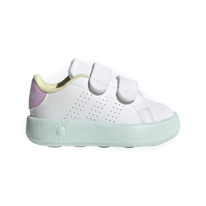 adidas Unisex‑Child Advantage Shoes in white with perforated 3‑Stripes, elastic laces, and hook‑and‑loop strap on a durable rubber sole.









