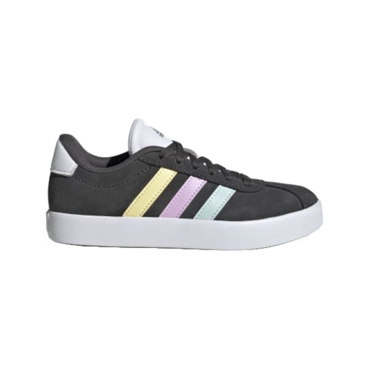 adidas VL Court 3.0 K Sneaker in grey with white 3-Stripes, lace-up closure, and durable rubber sole.









