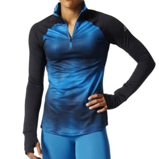 adidas Women’s CW 1/2 Z Cheton Athletic Pullover in heather gray with half-zip front and adidas logo on chest.